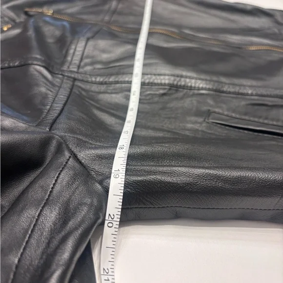Michael Kors Black Leather Jacket with Gold Accents - Picture 4 of 9